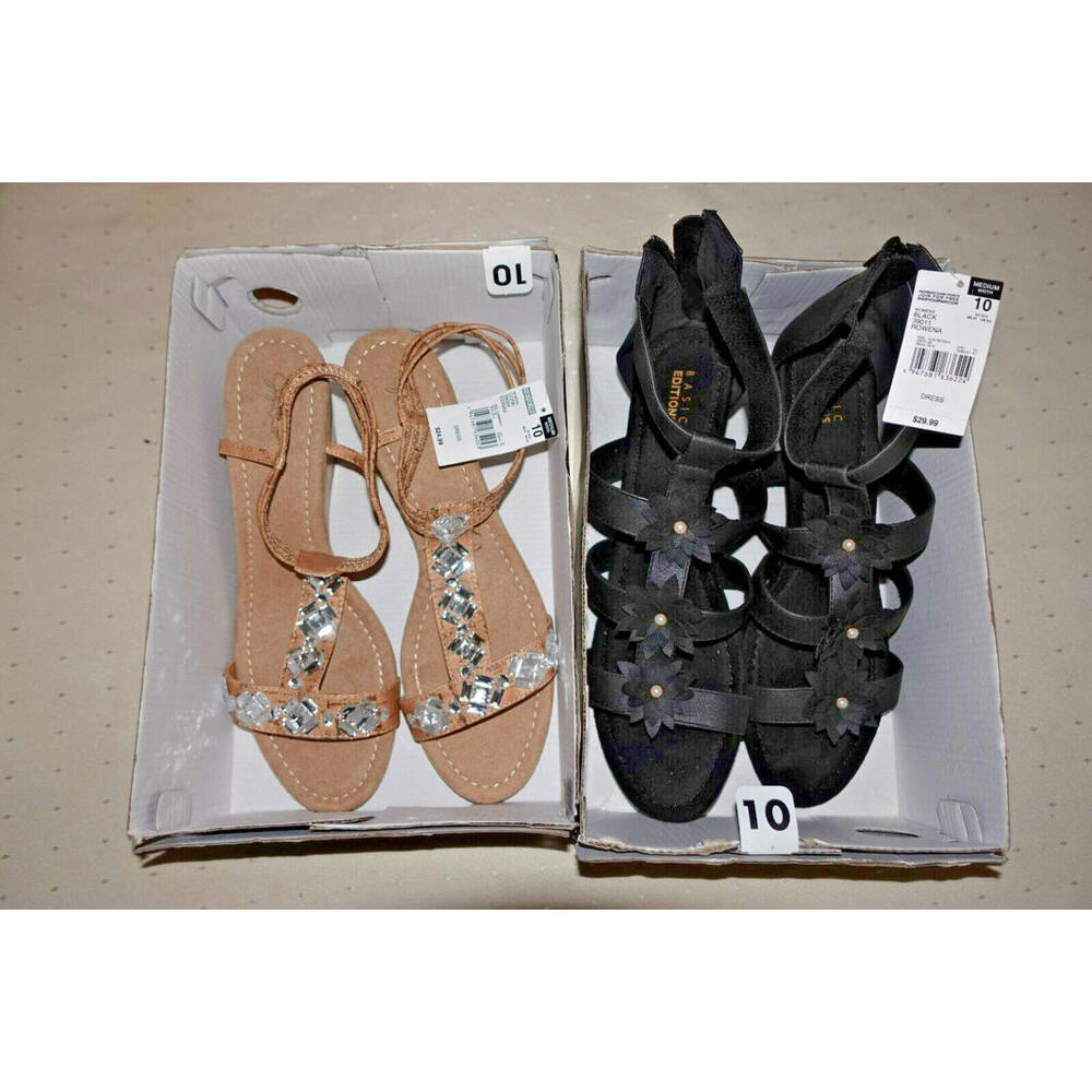 LOT OF (2) PAIR BRAND NEW JACLYN SMITH COLLECTION SANDALS WEDGE SHOES SIZE 10